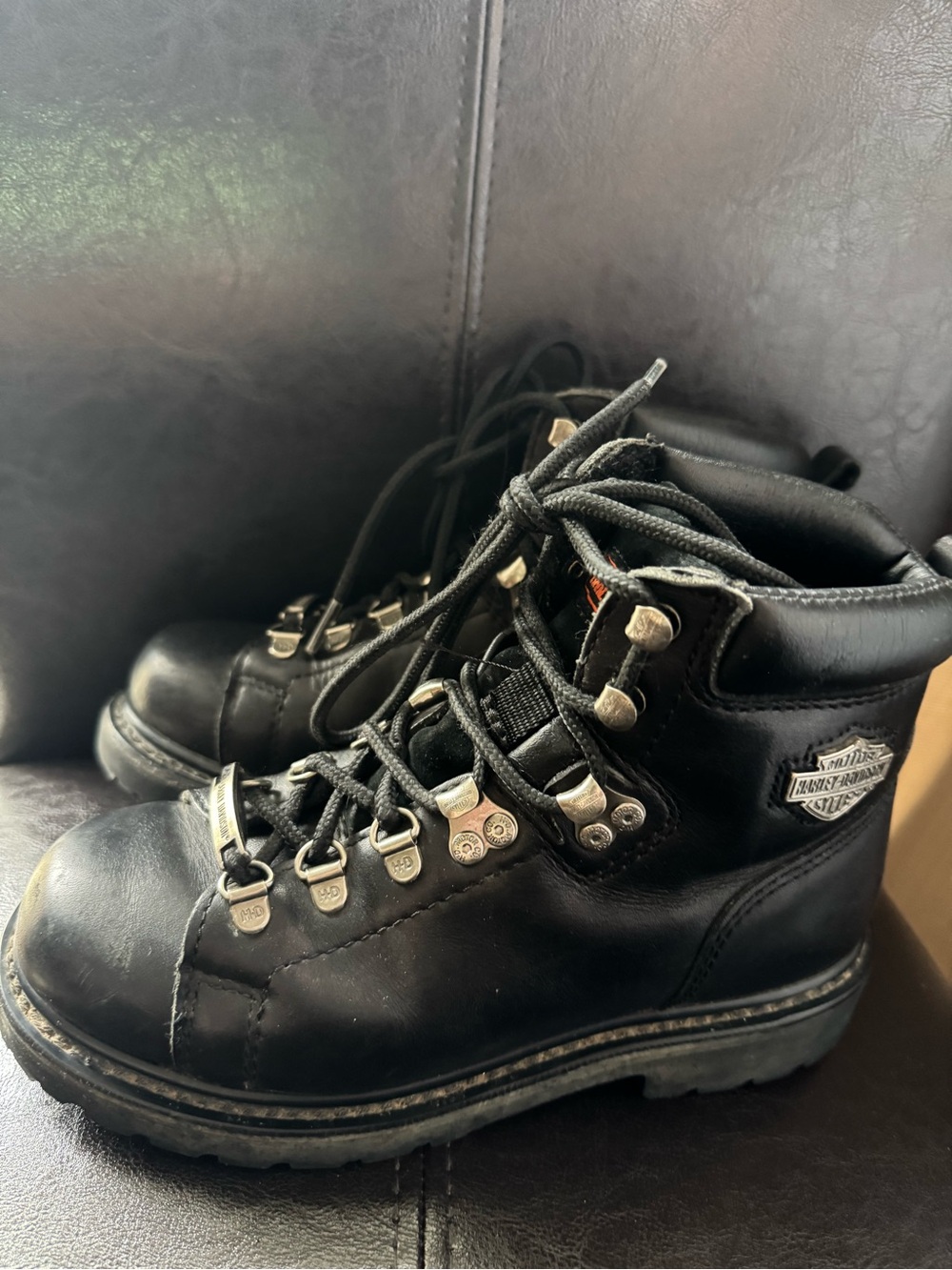 Harley-Davidson Black Leather Lace-Up Women's Moto Boots